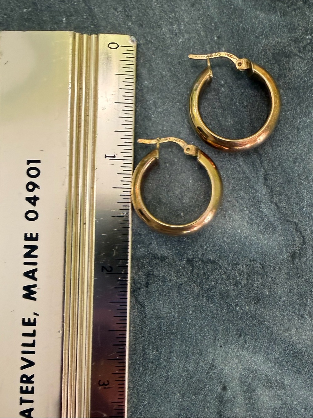 Vintage Gold Sterling 3/4 inch Hoop Earrings - Picture 8 of 11